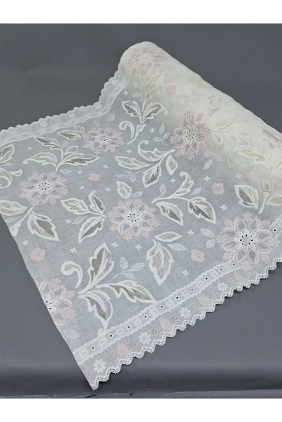 PVC KÜPÜR DANTEL RAF VE DOLAP ÖRTÜSÜ RUNNER  (PEMBE) - Resim 3