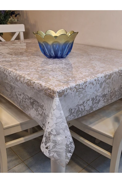 Şeffaf 0.018 Mm Pvc Muşamba - Desenli Silinebilir Şeffaf Masa Örtüsü ürün görseli