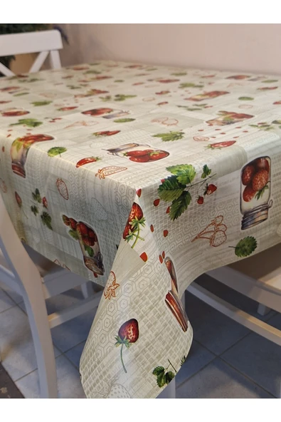 Elyaflı Pvc Muşamba - Desenli Silinebilir Masa Örtüsü ( GRİ ) - Resim 7