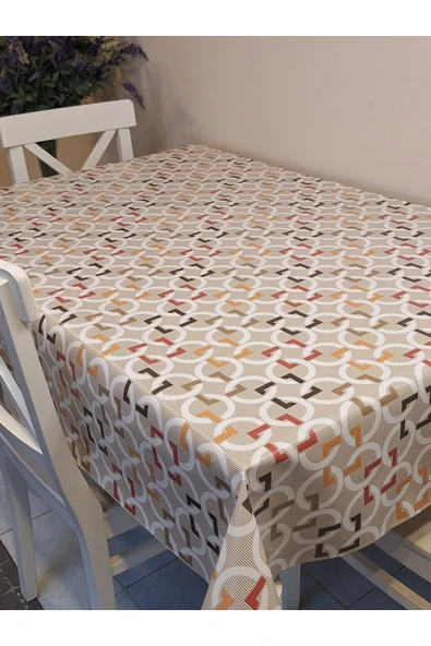 Elyaflı Pvc Muşamba - Desenli Silinebilir Masa Örtüsü ( Kahve ) - Resim 2