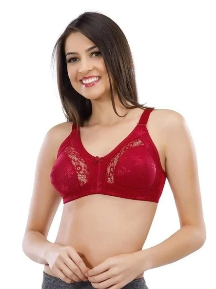 Liza 543 Yarı Dantelli Bayan Toparlayıcı Sütyen KIRMIZI ürün görseli 1