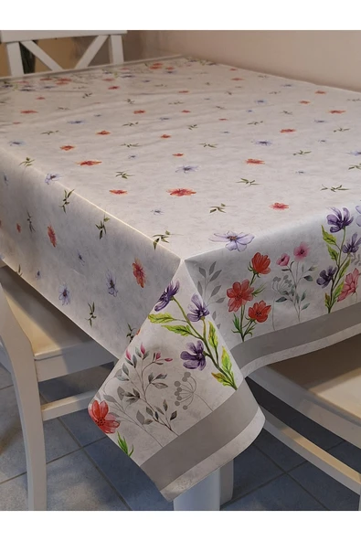 Elyaflı Pvc Muşamba - Desenli Silinebilir Masa Örtüsü ( GRİ ) - Resim 5