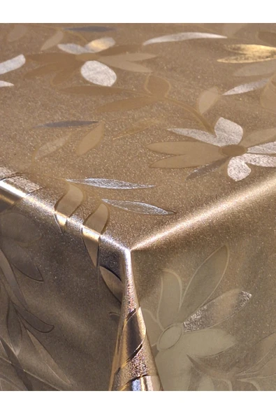 GOLD  PARLAK SİLİNEBİLİR MASA ÖRTÜSÜ - ELYAFLI PVC MUŞAMBA - Resim 6
