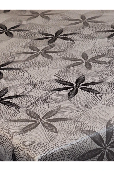 Elyaflı Pvc Muşamba - Desenli Silinebilir Masa Örtüsü ( GRİ ) - Resim 6