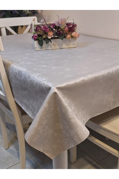 Elyaflı Pvc Muşamba - Desenli Silinebilir Masa Örtüsü ( GRİ) ürün görseli