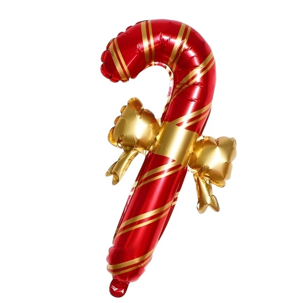 Yılbaşı Partisi Kurdelalı Kırmızı Renk Baston Şekilli Folyo Balon ürün görseli