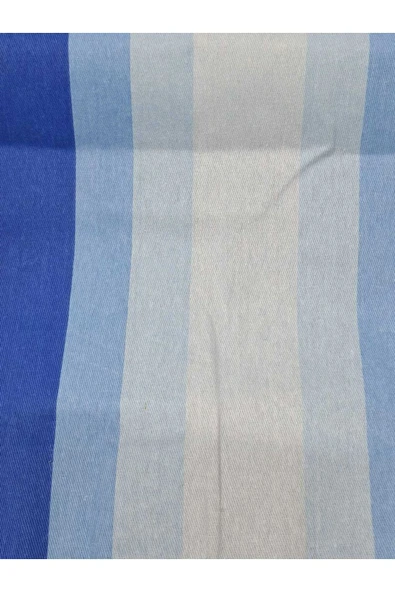 67x100cm Mavi Beyaz Çizğili  Kumaş Balkon Brandası  Kenarları Biye Dikişli - Resim 3