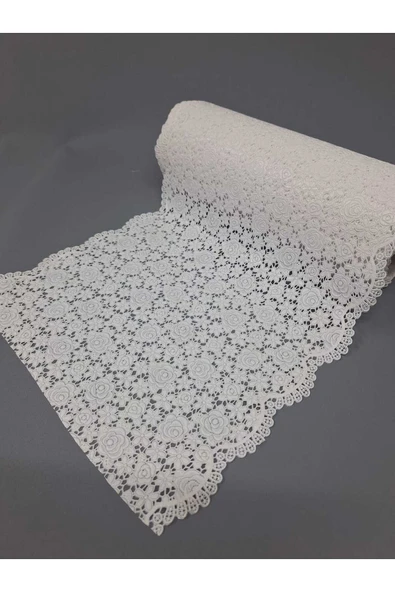 Pvc Küpür Dantel Raf Ve Dolap Örtüsü Runner Beyaz 35 Cm Eninde - Resim 3