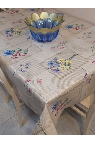 Elyaflı Pvc Muşamba - Desenli Silinebilir Masa Örtüsü ( GRİ ) - Resim 10