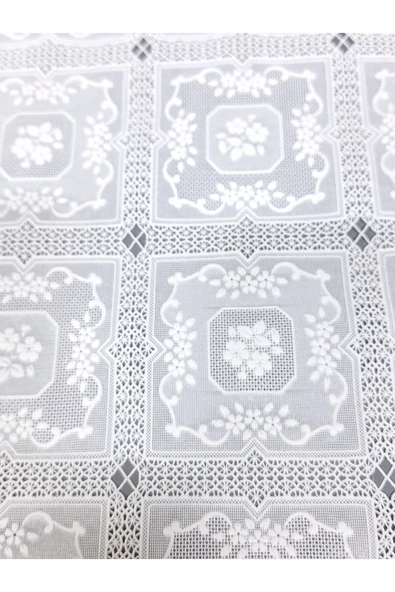 PVC KÜPÜR DANTEL RAF VE DOLAP ÖRTÜSÜ RUNNER   BEYAZ - Resim 4