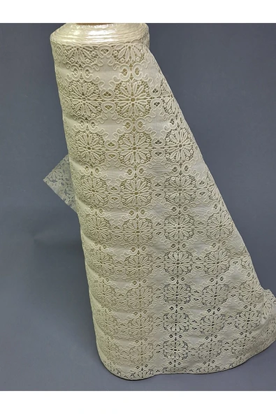 PVC KÜPÜR DANTEL RAF VE DOLAP ÖRTÜSÜ RUNNER  (KREM) - Resim 4