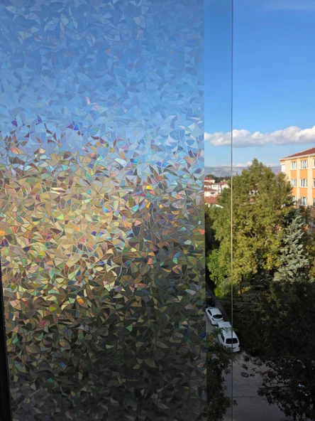 Cam Filmi Kaplama Statik Folyo  Buzlu Desenli Duşa Kabin Pencere Ofis Dekorasyon - Resim 3