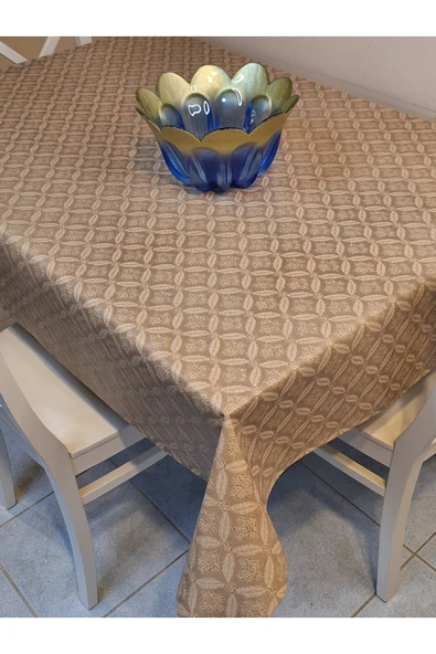 Elyaflı Pvc Muşamba - Desenli Silinebilir Masa Örtüsü (KAHVERENĞİ) - Resim 3