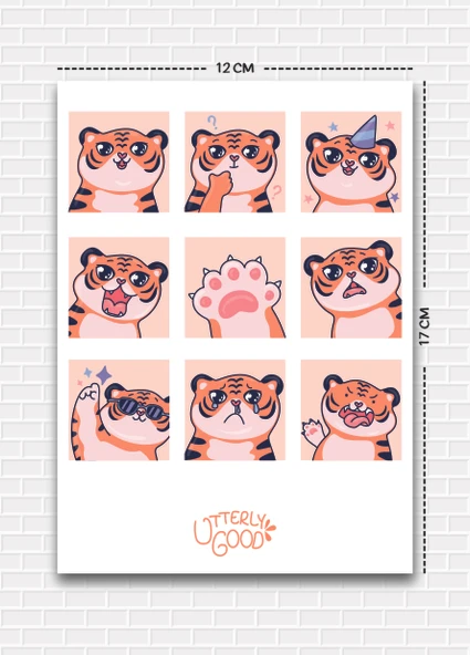 Utterly Good Hayvan Temalı 5'li Sticker  Bullet Journal  Notebook Ajanda  Scrapbook Için Uygun Set - Resim 5