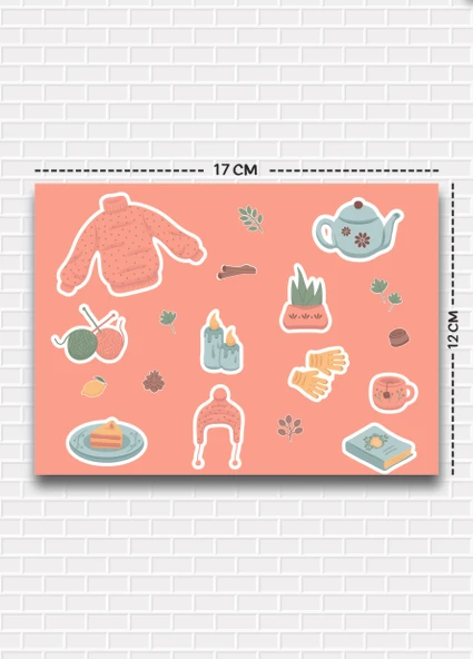 Utterly Good Cozy Temalı 5'li Sticker  Bullet Journal  Notebook  Ajanda  Scrapbook Için Uygun Set - Resim 6