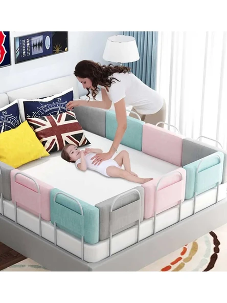 HouseLab Ayarlanabilir Çocuk Yatak Rayı Koruması, Taşınabilir Güvenlik Köpüğü Bariyeri, Tek ve Çift Kişilik Yataklar için Yumuşak Pamuk Koruyucu, Çelik Destek, Düşmeyi Önleyici, ürün görseli