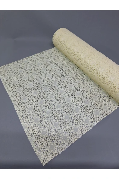 PVC KÜPÜR DANTEL RAF VE DOLAP ÖRTÜSÜ RUNNER  (KREM) - Resim 2