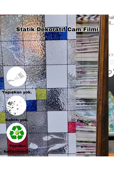 Cam Filmi Kaplama Statik Folyo  Buzlu Desenli Duşa Kabin Pencere Ofis Dekorasyon - Resim 4