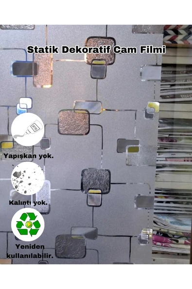 Cam Filmi Kaplama Statik Folyo  Buzlu Desenli Duşa Kabin Pencere Ofis Dekorasyon - Resim 5