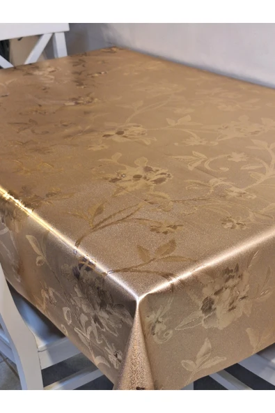 GOLD  PARLAK SİLİNEBİLİR MASA ÖRTÜSÜ - ELYAFLI PVC MUŞAMBA - Resim 6