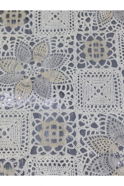 PVC KÜPÜR DANTEL RAF VE DOLAP ÖRTÜSÜ RUNNER  (KREM) - Resim 3