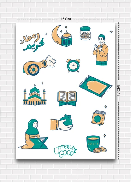 Utterly Good Ramazan Temalı 5'li Sticker Seti  Bullet Journal  Notebook  Ajanda  Scrapbook Için Uygun Set - Resim 4