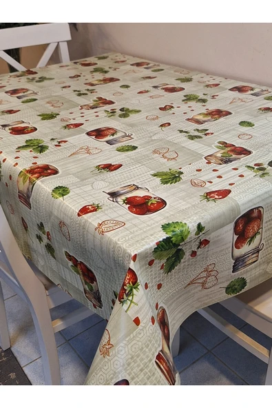 Elyaflı Pvc Muşamba - Desenli Silinebilir Masa Örtüsü ( GRİ ) - Resim 8