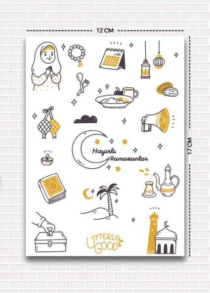 Utterly Good Ramazan Temalı 5'li Sticker Seti  Bullet Journal  Notebook  Ajanda  Scrapbook Için Uygun Set - Resim 3