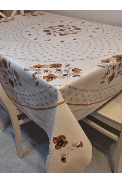 DORA PANO Elyaf Tabanlı Pvc Muşamba - Desenli Silinebilir 155 YUVARLAK Hazır Masa Örtüsü - Resim 2