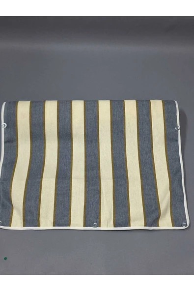 67x100cm Gri Krem  Çizğili  Kumaş Balkon Brandası  Kenarları Biye Dikişli ürün görseli