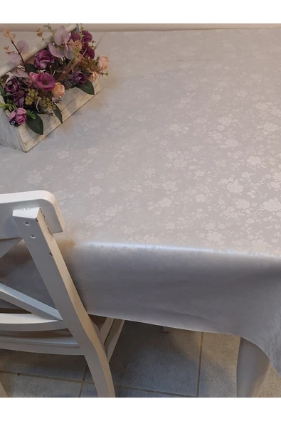 Elyaflı Pvc Muşamba - Desenli Silinebilir Masa Örtüsü ( GRİ) - Resim 4
