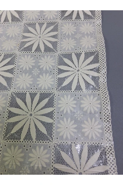 PVC KÜPÜR DANTEL RAF VE DOLAP ÖRTÜSÜ RUNNER  (KREM) - Resim 3