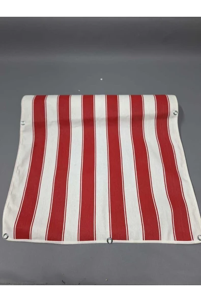 67x150cm Kırmızı Beyaz Çizgili Kumaş Balkon Brandası ürün görseli
