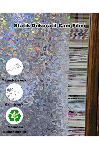 Cam Filmi Kaplama Statik Folyo  Buzlu Desenli Duşa Kabin Pencere Ofis Dekorasyon - Resim 4