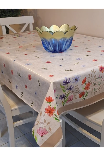 Elyaflı Pvc Muşamba - Desenli Silinebilir Masa Örtüsü ( GRİ ) - Resim 8