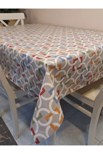 Elyaflı Pvc Muşamba - Desenli Silinebilir Masa Örtüsü ( Kahve ) - Resim 7