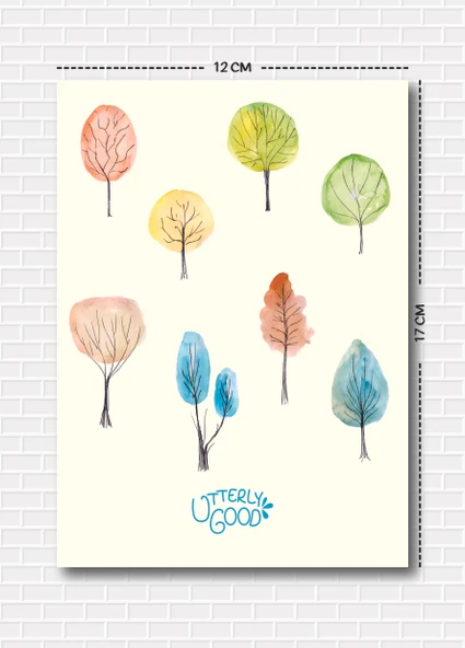 Utterly Good Bahar Temalı 5'li Sticker  Bullet Journal  Notebook  Ajanda  Scrapbook Için Uygun Set - Resim 3