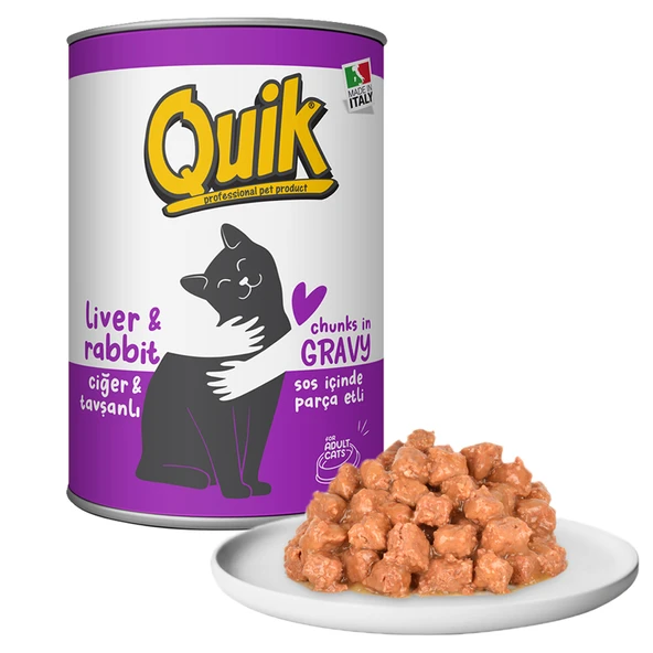 Quik Tavşanlı Ciğerli Yetişkin Kedi Konserve 415 Gr ürün görseli 1