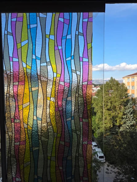 Cam Filmi Kaplama Statik Folyo  Buzlu Desenli Duşa Kabin Pencere Ofis Dekorasyon - Resim 3