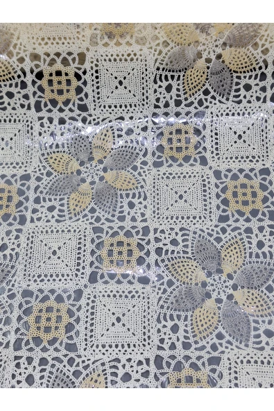 PVC KÜPÜR DANTEL RAF VE DOLAP ÖRTÜSÜ RUNNER  (KREM) - Resim 3