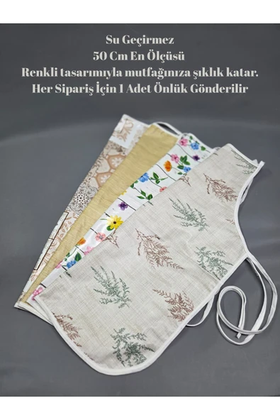 Su Geçirmez PVC Muşamba Önlük çeşitleri - 1 Adet 50 cm Önlük | Renkli, Biyeli Mutfak Önlüğü ürün görseli