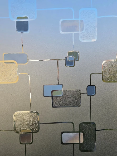 Cam Filmi Kaplama Statik Folyo  Buzlu Desenli Duşa Kabin Pencere Ofis Dekorasyon - Resim 4