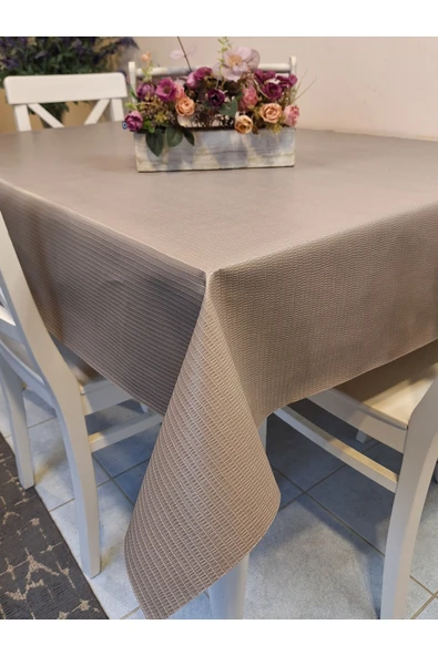 Elyaflı Pvc Muşamba - Desenli Silinebilir Masa Örtüsü ( GRİ ) ürün görseli