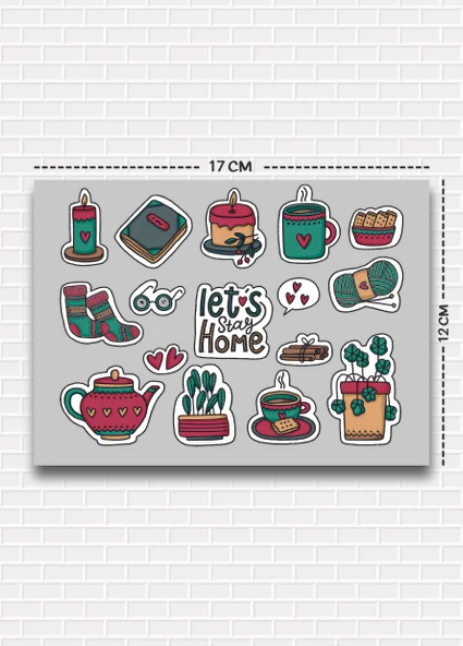 Utterly Good Cozy Temalı 5'li Sticker  Bullet Journal  Notebook  Ajanda  Scrapbook Için Uygun Set - Resim 3