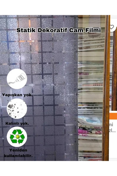 Cam Filmi Kaplama Statik Folyo  Buzlu Desenli Duşa Kabin Pencere Ofis Dekorasyon - Resim 5