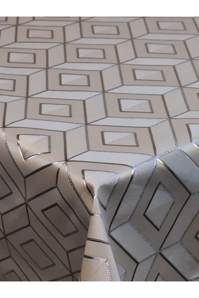 GÜMÜŞ PARLAK SİLİNEBİLİR MASA ÖRTÜSÜ - ELYAFLI PVC MUŞAMBA - Resim 6