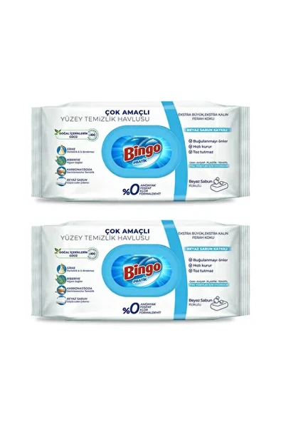 Bingo Yüzey Temizleme Havlusu 96'lı - Beyaz Sabun X 2 Adet ürün görseli 1