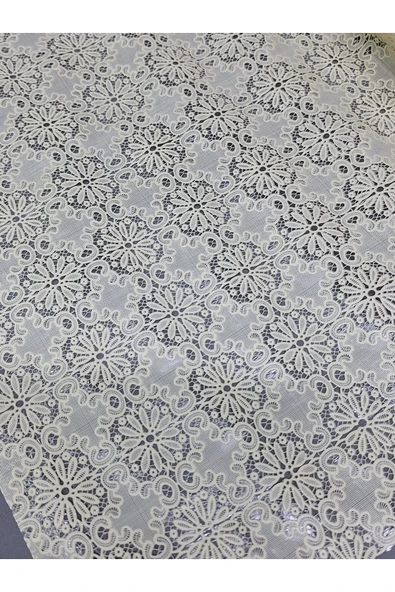 PVC KÜPÜR DANTEL RAF VE DOLAP ÖRTÜSÜ RUNNER  (KREM) - Resim 3