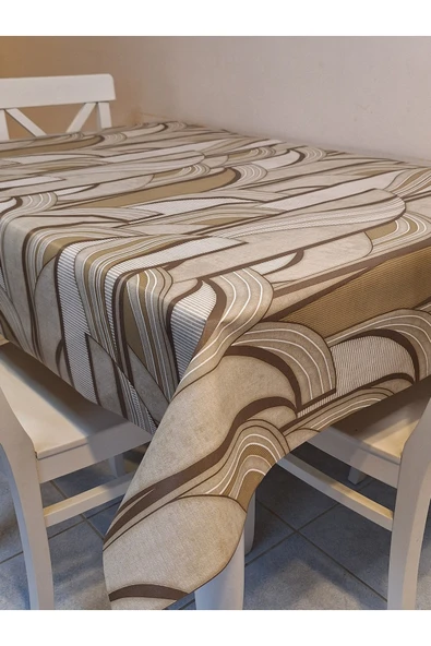 Elyaflı Pvc Muşamba - Desenli Silinebilir Masa Örtüsü (KREM) - Resim 5