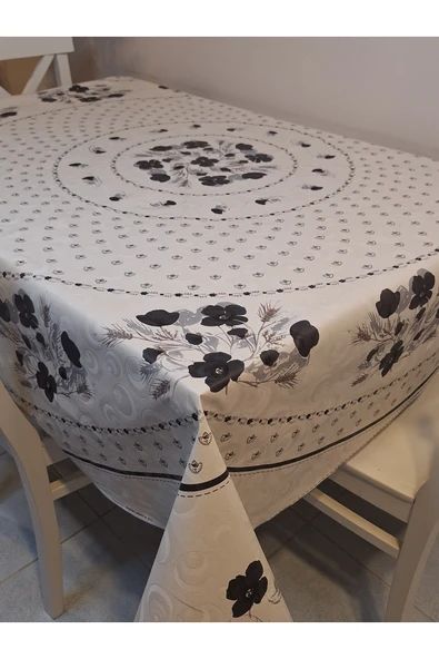 DORA PANO Elyaf Tabanlı Pvc Muşamba - Desenli Silinebilir 155 YUVARLAK Hazır Masa Örtüsü - Resim 6